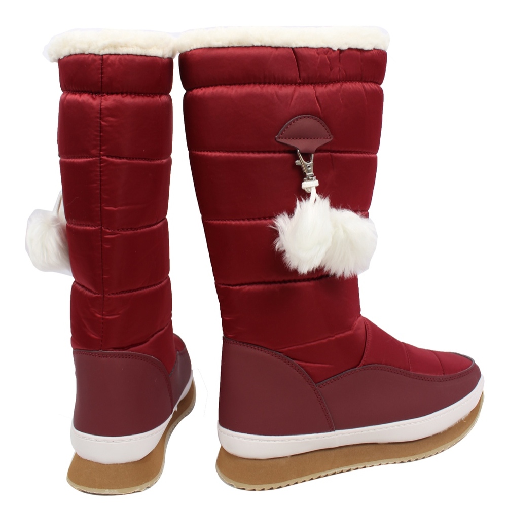 Wine Nylon Faux Fur Shearling Winter Boot - Picture 6 of 8